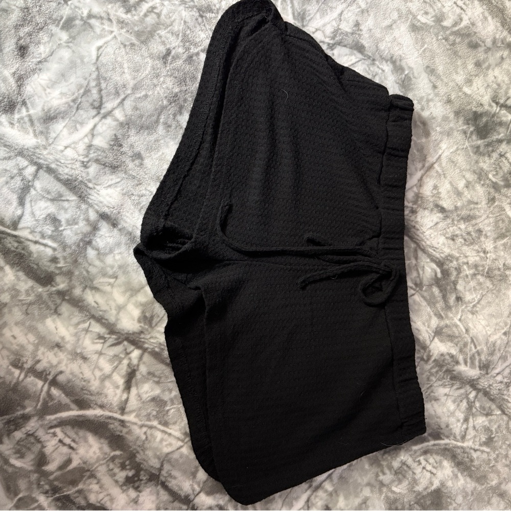 Black Textured Shorts